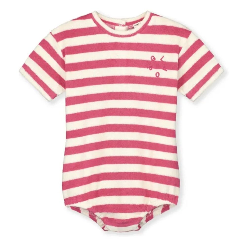 Gray Label Baby Organic terry striped romper | Fuschia size 12-18M NWT